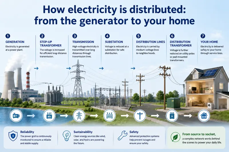 Jak je elektřina distribuována: z generátoru do vašeho domova?