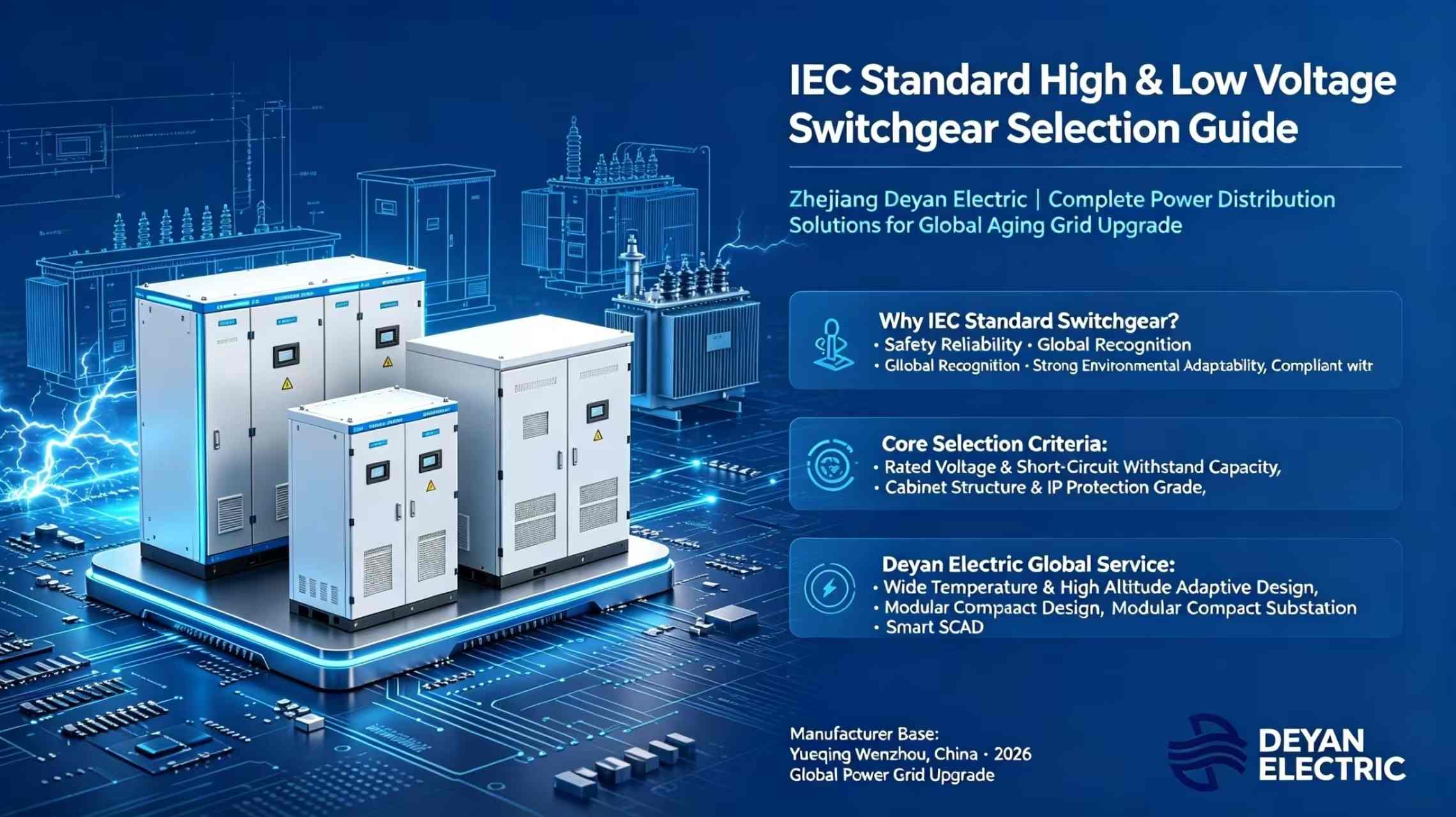 Průvodce výběrem standardních vysokonapěťových a nízkonapěťových rozváděčů IEC: Zhejiang Deyan Electric — Kompletní řešení distribuce energie pro modernizaci stárnoucí sítě po celém světě